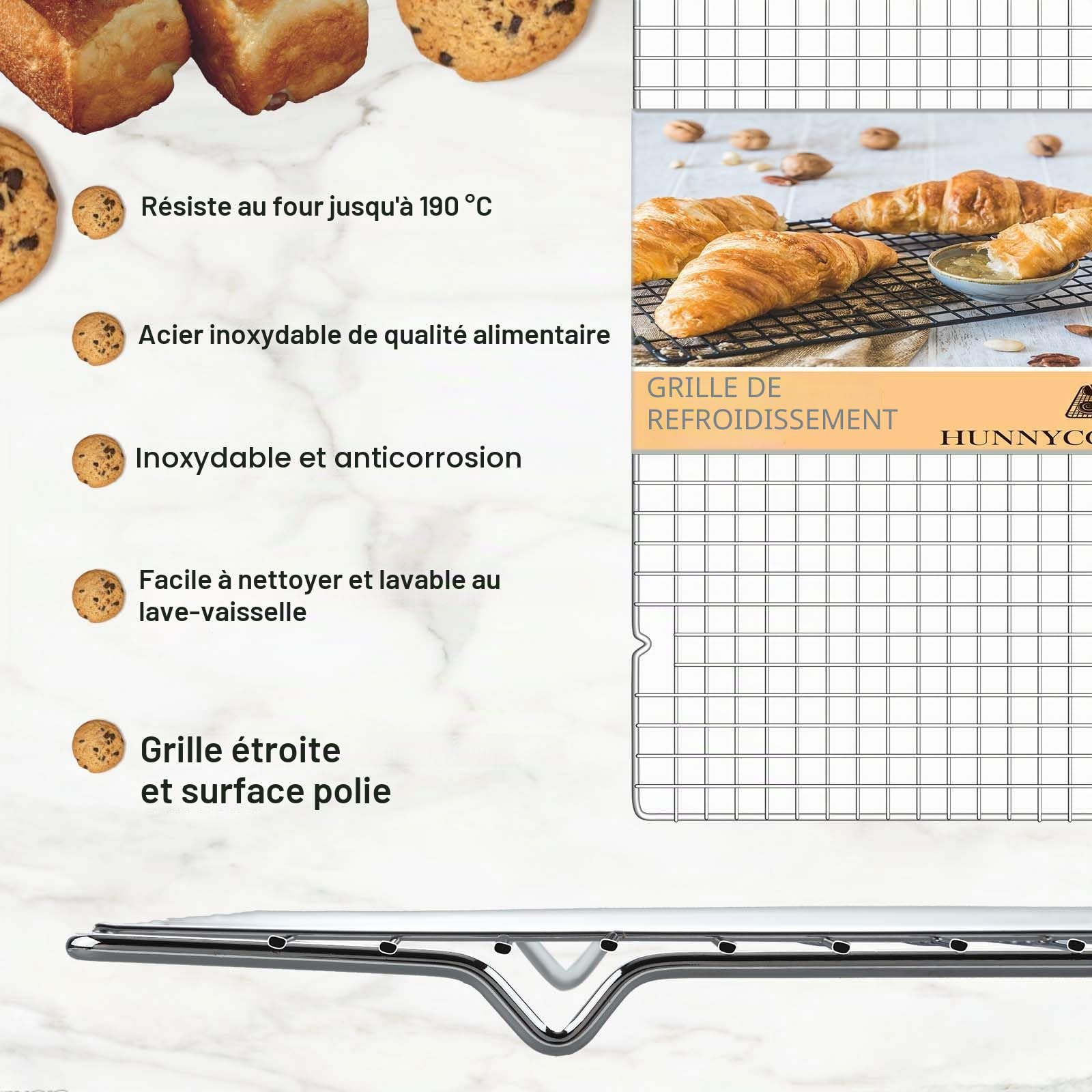 Set de 3 grilles de refroidissement en acier inoxydable 40,2 cm x 25 cm
