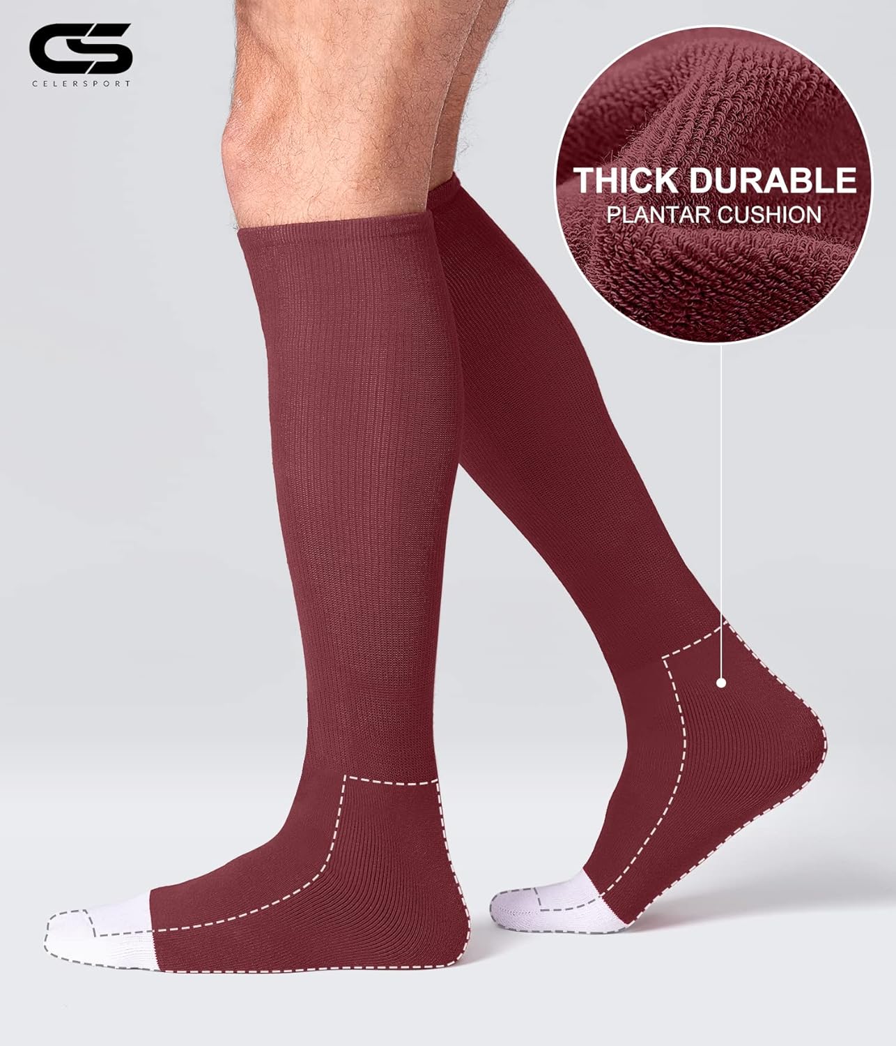 CS CELERSPORT 2/3 Pack Baseball Soccer Softball Socks for Youth & Adult Multi-sport Tube Socks - Image 3