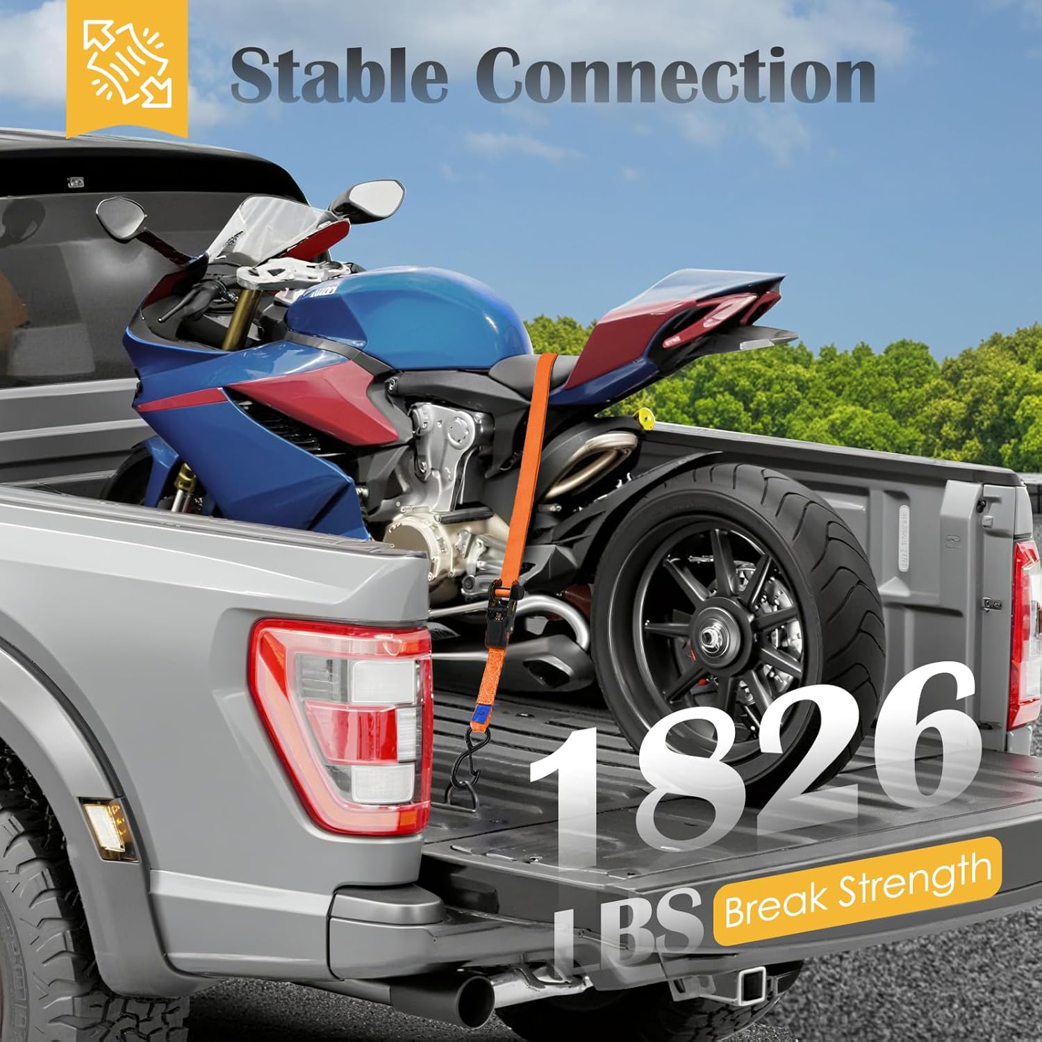 Ratchet Straps 4 Pack - 1,826 Lbs Break Strength 1 in x 15 Ft Medium Duty Ratchet Tie Down Straps with S Hooks Set for Truck, Cargo Van, Trailer, Motorcycle (Orange) - Image 7