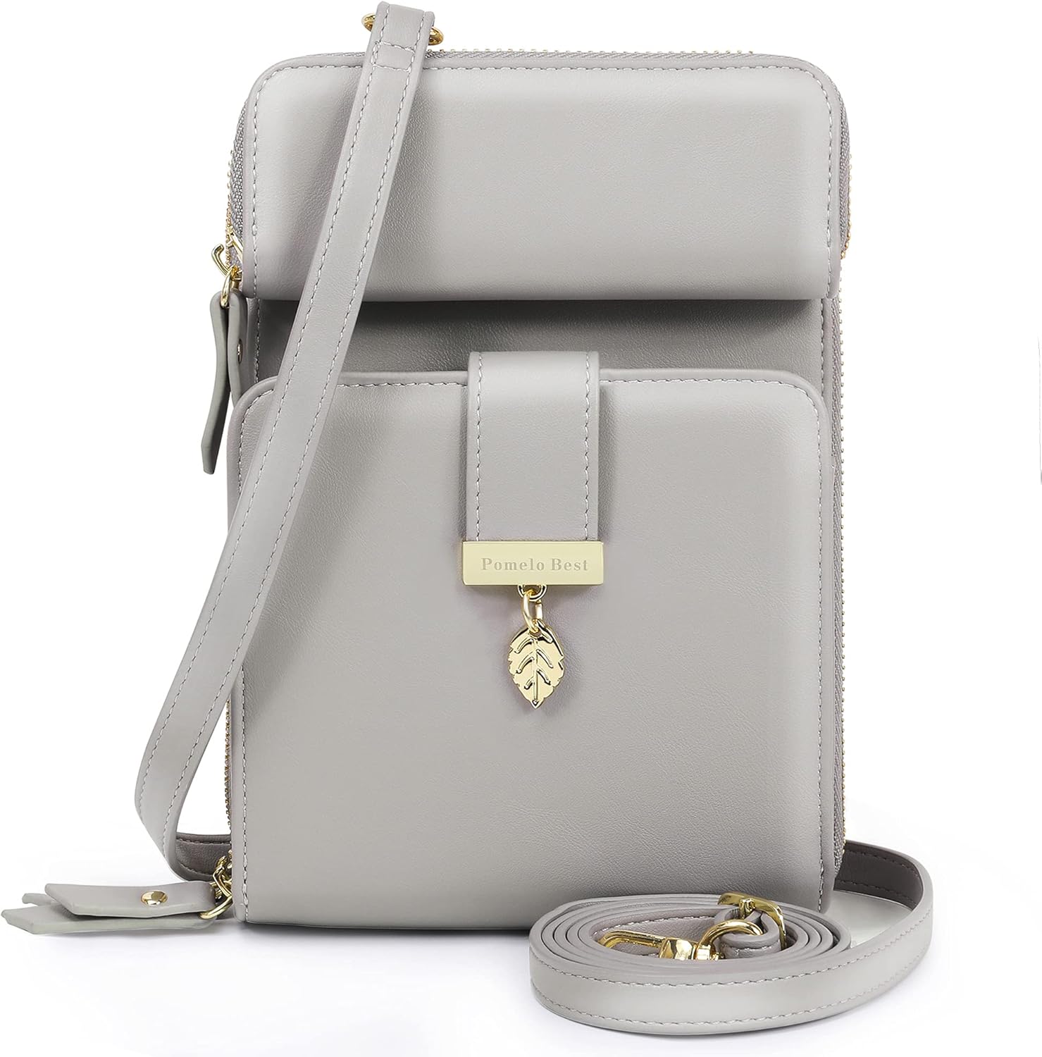 Amazon Pomelo Best ポメロベスト 多機能 ミニ ショルダーバッグ 斜めがけバッグ スマホポーチ 通帳収納 (ライトグレー