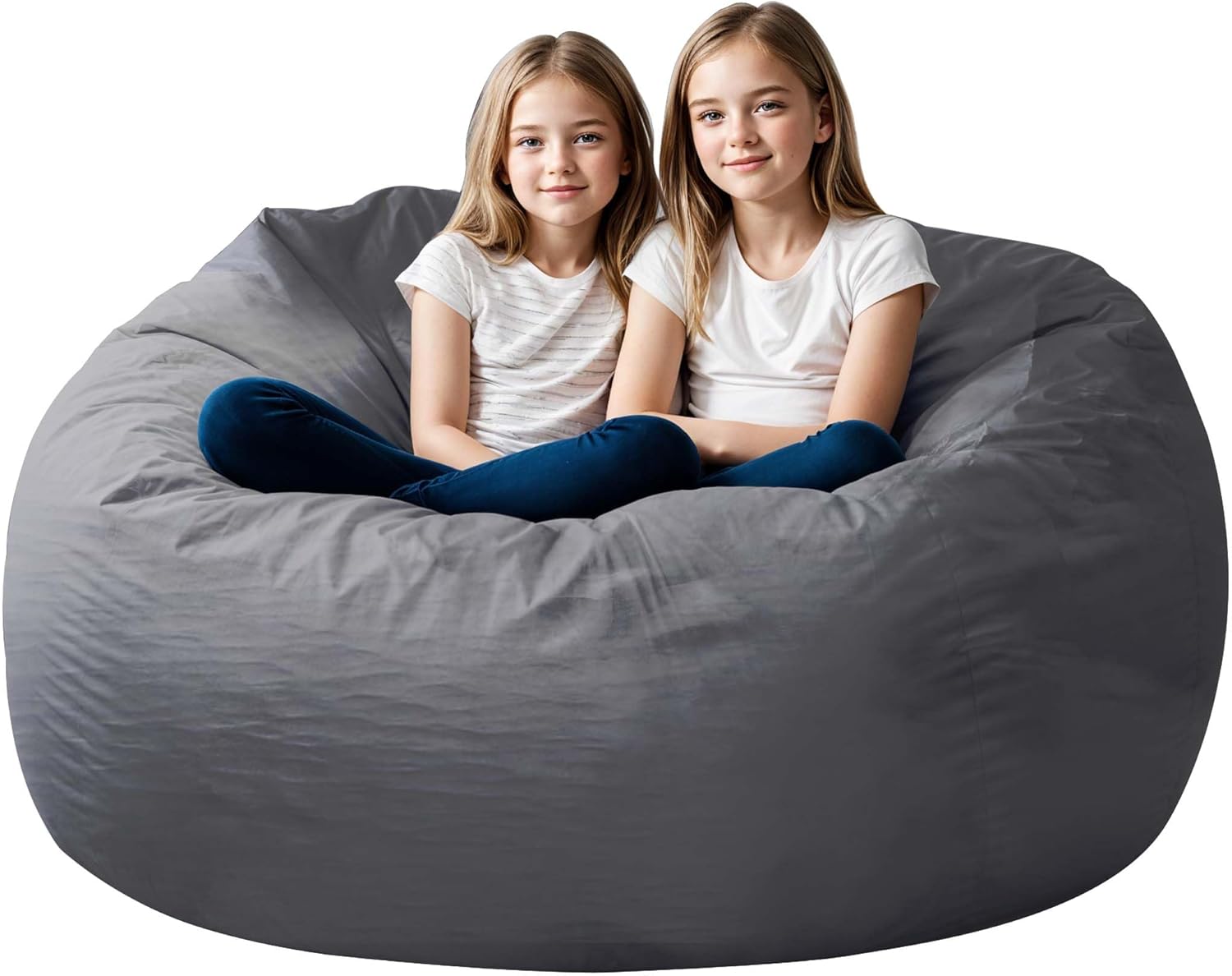 Bean Bag Chair for Adults, 4FT High-Rebound Memory Foam Bean Bag Sofa with Removable Cover, Oversized Bean Bag Couch for Gaming, Reading, and Relaxation, Grey