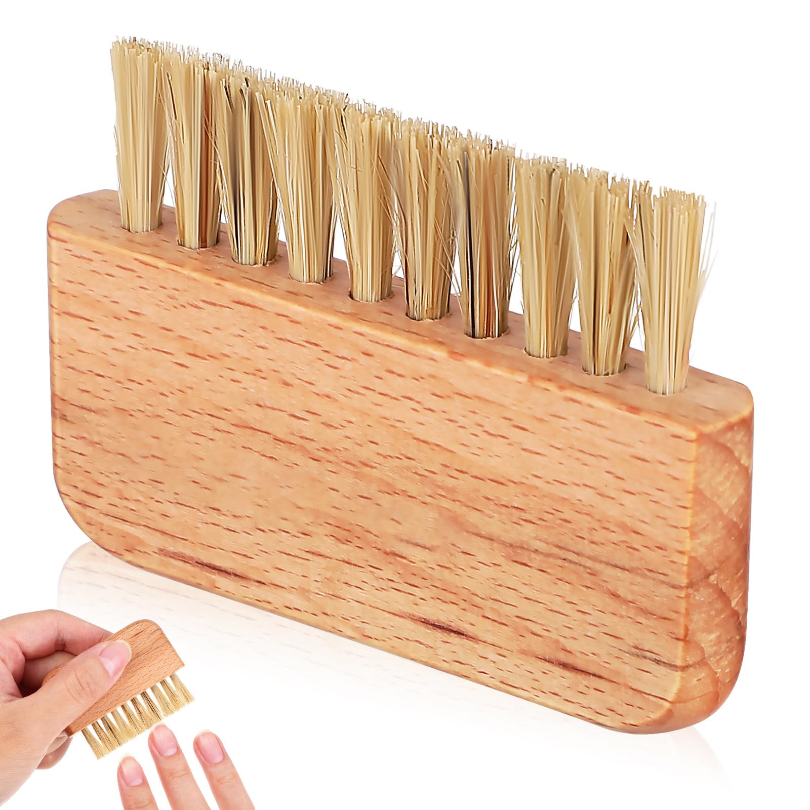 FOMIYES Wooden Nail Brush with Natural Bristle for Fingernail and Pedicure Cleaning Compact Travel Size Comfortable Grip