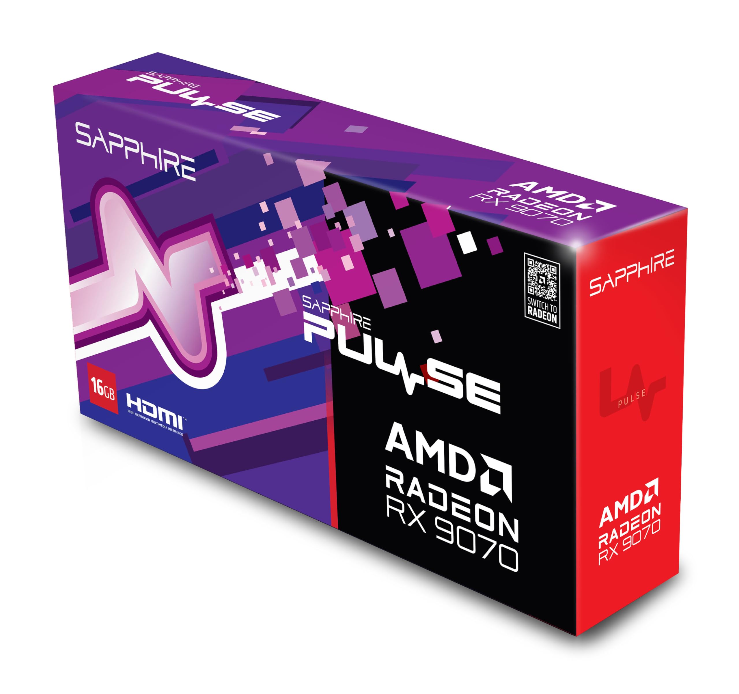 Sapphire 11349-03-20G Pulse AMD Radeon™ RX 9070 - Tarjeta gráfica para Juegos (16 GB, GDDR6, AMD RDNA 4)