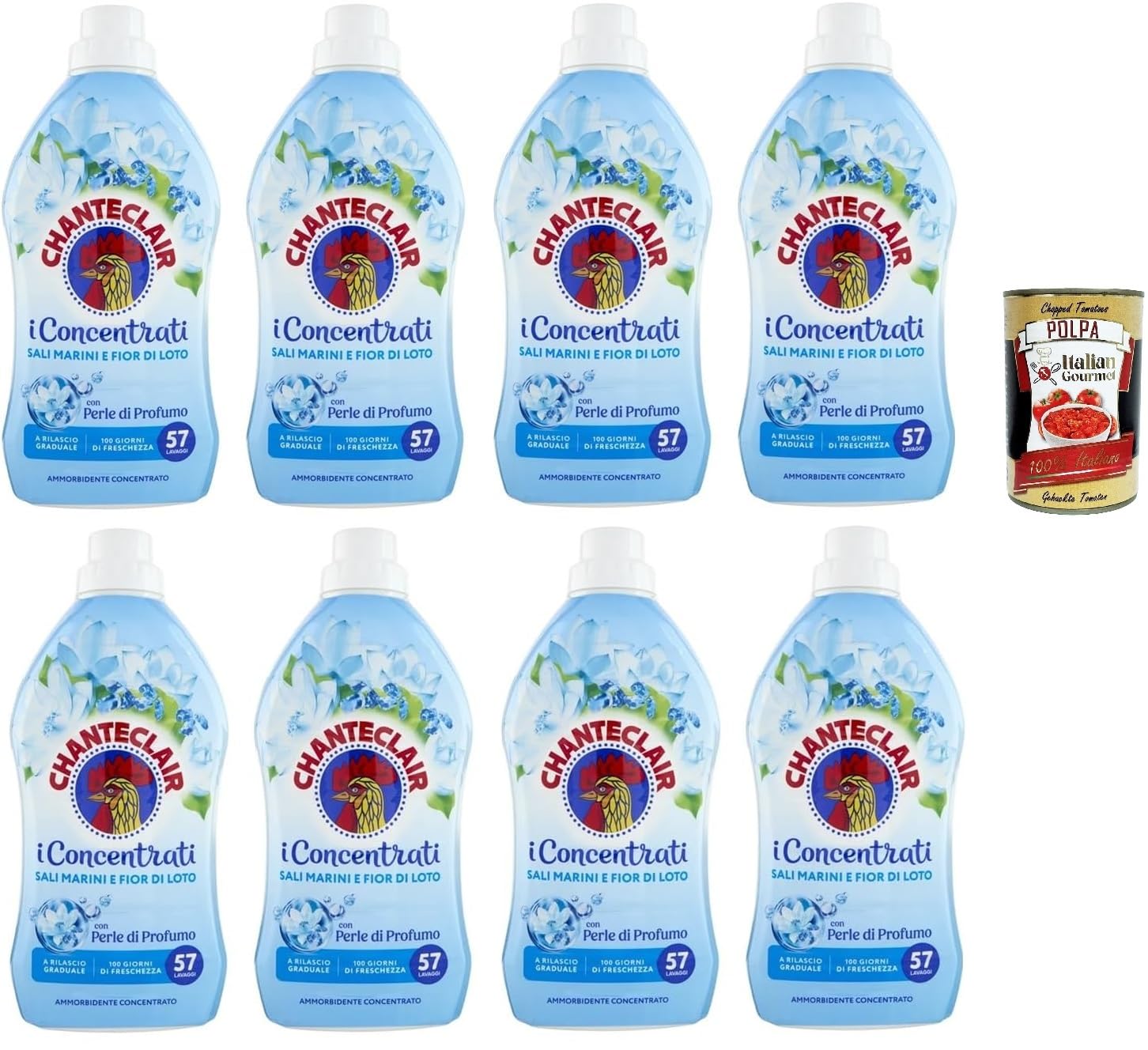 Italian Gourmet Chanteclair Italian Gourmet Adoucissant Concentré 8 x | Parfum mare e fiori, capi morbidi a lungo ; soin efficace pour le linge, poids net total 9,12 l + pulpe gratuite 400 g