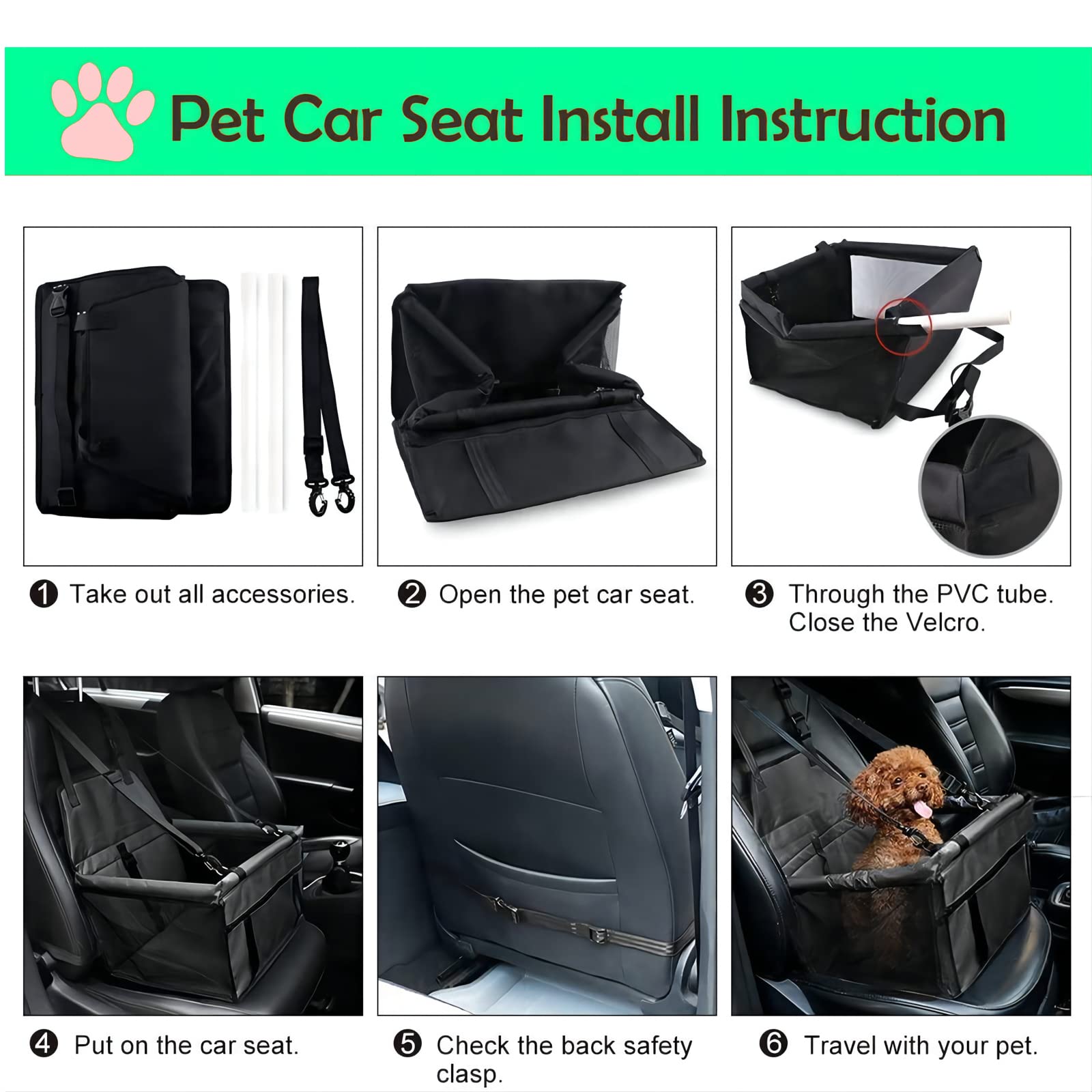 Seggiolino Auto Per Cane, Proteggere Sedile Di Automobile Per Animali Domestici, Portatile Piccolo Cane Gatto Trasporto Auto Guinzaglio Di Sicurezza, Per Cani Di Piccola Taglia Cuccioli Di Gatto - 4