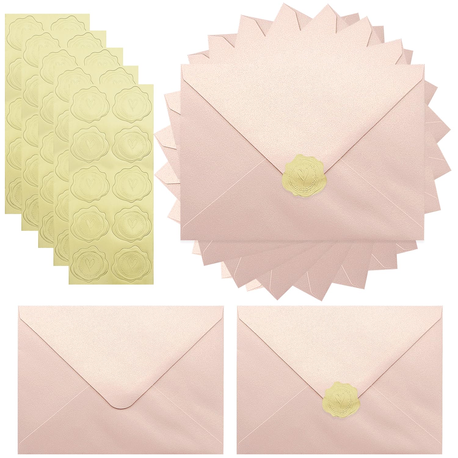 Zooyinfy 50 Pack A7 Pearl Envelopes 18.5 x 13.5cm,Light Pink