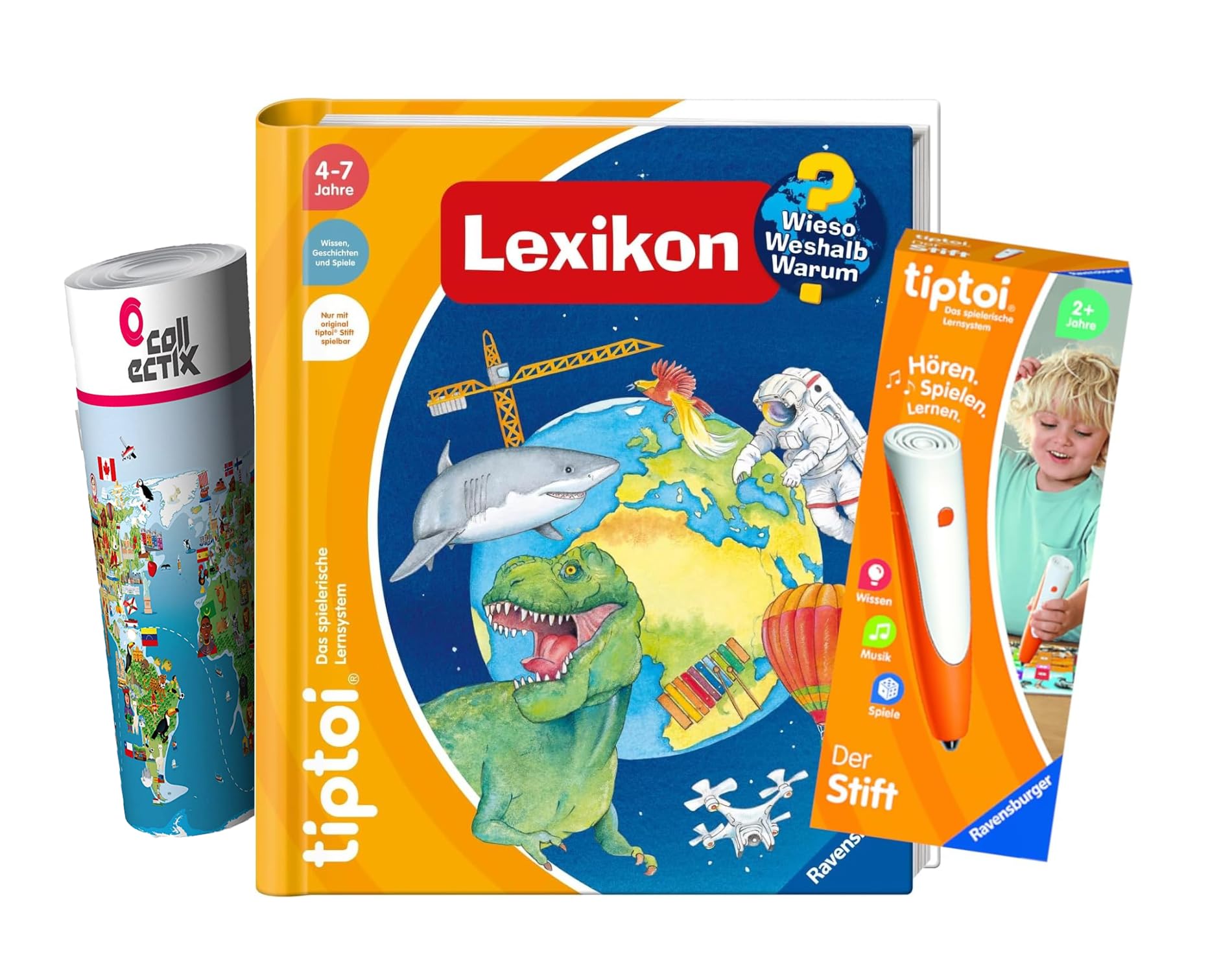 Ravensburger tiptoi Set: Wieso? Weshalb? Warum? Lexikon (Kinderbuch) + 00110 tiptoi Der Stift, Lernspielzeug für Kinder