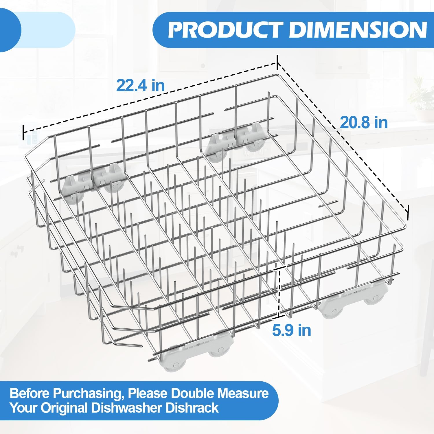 W11498446 Lower Dishrack Assembly for Whirlpool Dishwasher Rack Replacement