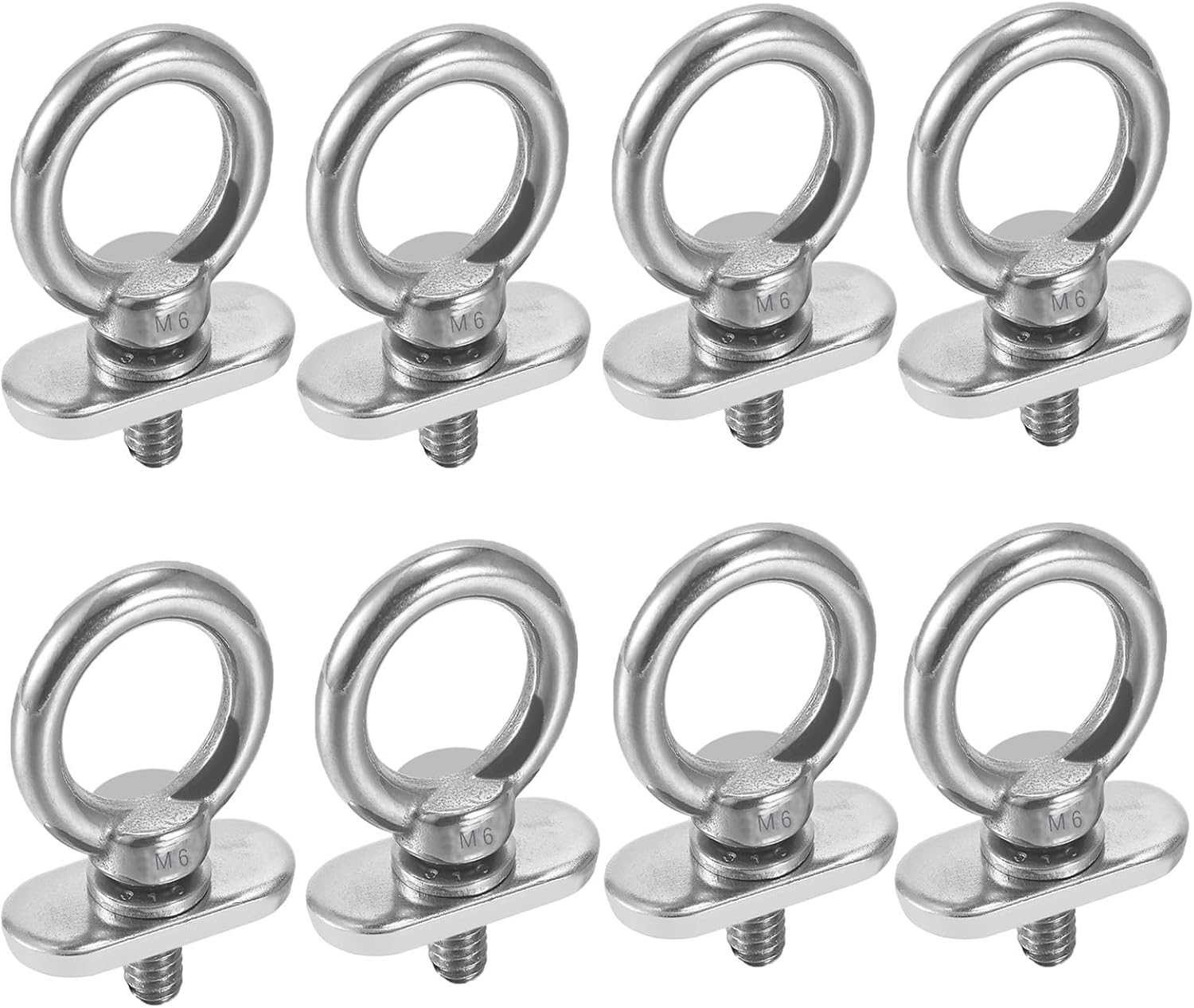 Track Mount Tie Down Eyelets, M6 Bolt (8 Packs), 316 Stainless Steel, Kayaks Track Accessories
