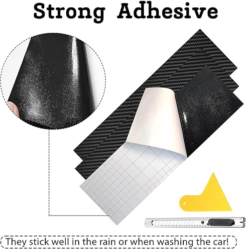 Miniatura 9 de QianBao Compatible con envoltura de vinilo de fibra de carbono de 11.8 x 4 pulgadas, kit de envoltura de emblema Chevy Bowtie con espátula y