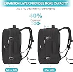 Carry on Backpack, Extra Large Travel Backpack Expandable Airplane Approved Weekender Bag for Men and Women, Water Resistant Lightweight Daypack (Black (Backpack With 4 Packing Cubes))