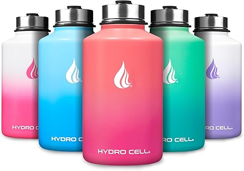 Miniatura 104 de HYDRO CELL Botella de agua aislada de acero inoxidable con pajilla, para bebidas frías y calientes, frasco de vacío de metal con tapa de rosca y