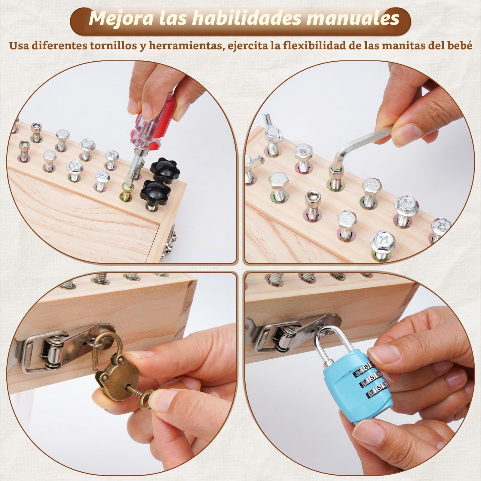 Juguetes Montessori Niños 3 Años, Juguetes Montessori Juego Educativo con Cerradura y Llave Tablero de Destornilladores Juegos Educativos Regalos Niña Niño 3 4 5 6 Años