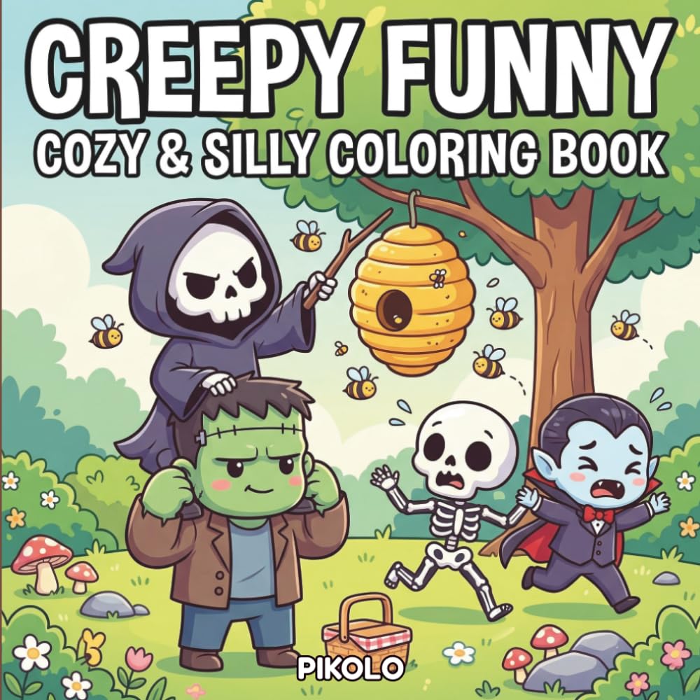 Creepy Funny: Cozy & Silly Coloring Book for Adults and Teens with 45 Cute Spooky Characters in Hilarious Situations