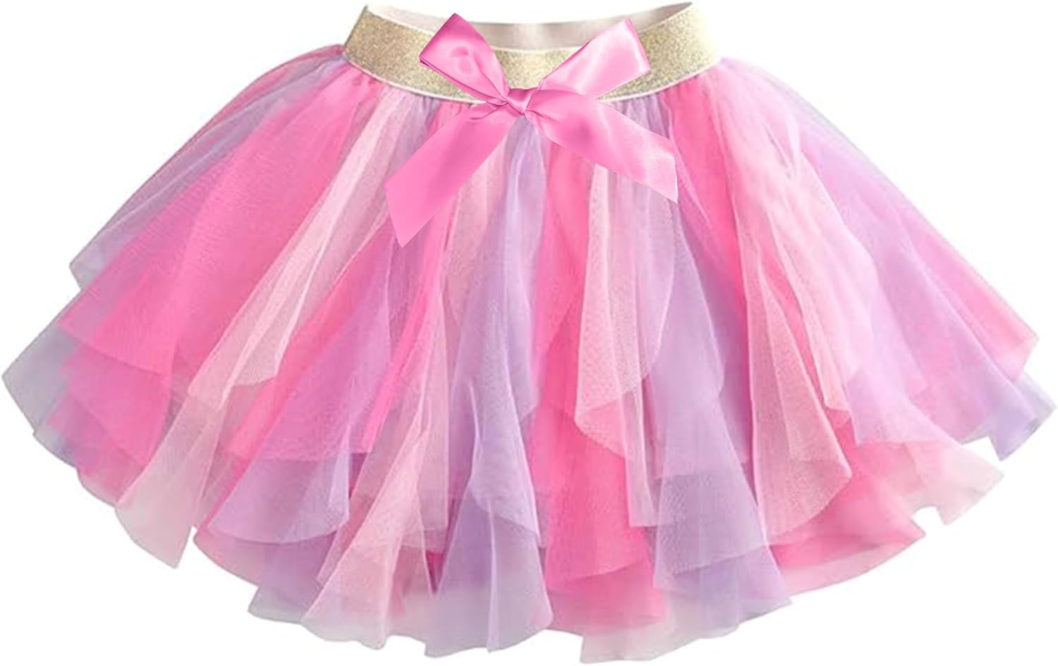 Girls Rainbow Bow Tutu – Light Fluffy Tulle Outfit Ballet Princess Skirt Infant-Toddler to Birthday Clothes