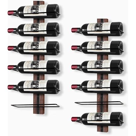 Portabottiglie Da Parete Sorbus – Rack In Metallo Per 9 Bottiglie Di Vino E Champagne – Design Salvaspazio Nero