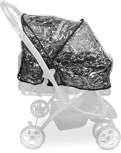 Miniatura 2 de WONDERFOLD Funda de lluvia para cochecito hecha con sábana transparente ligera con pequeños orificios de ventilación y entrada de cierre de velcro