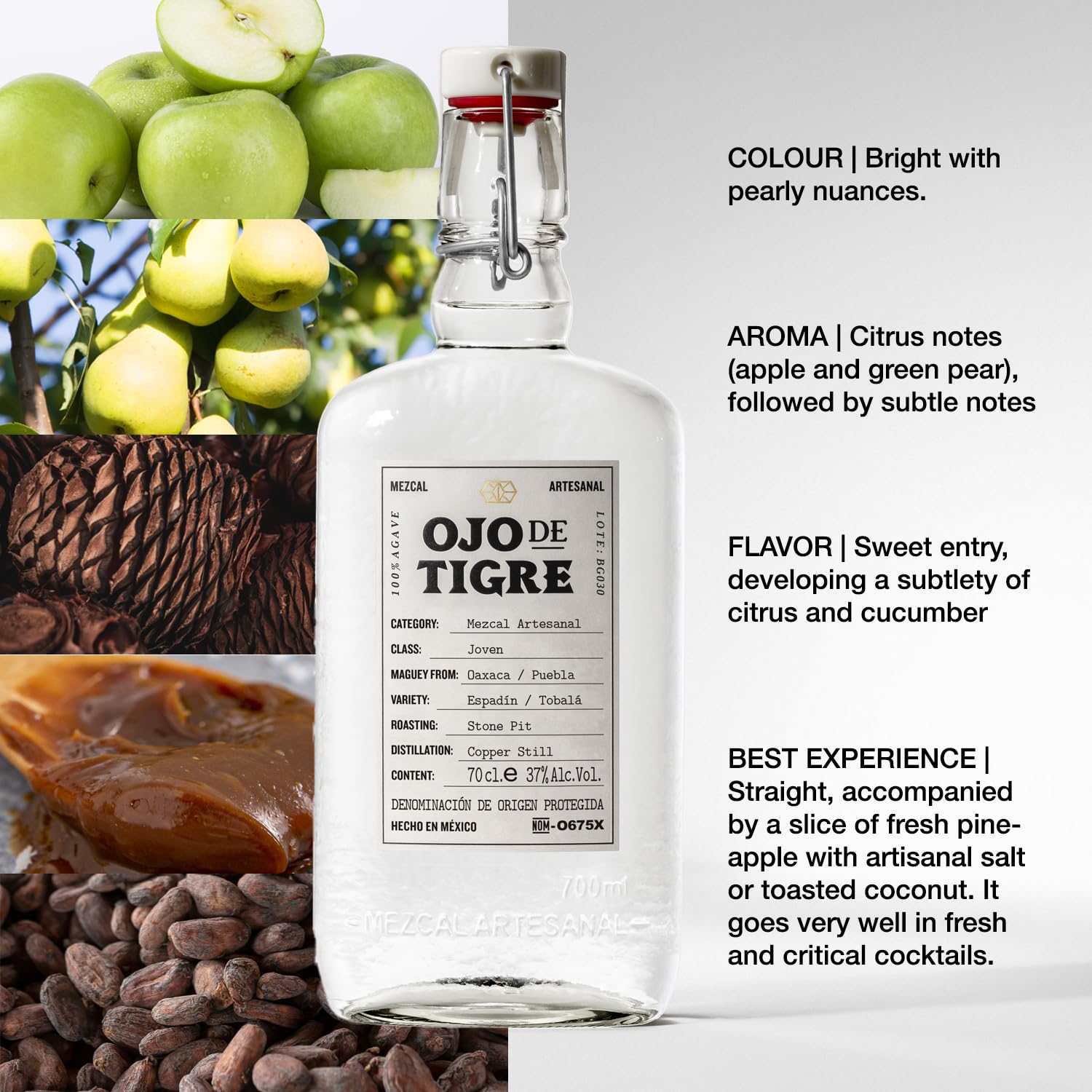 Ojo de Tigre Mezcal Artesanal Joven 100% Agave 37% Vol. 0,7l