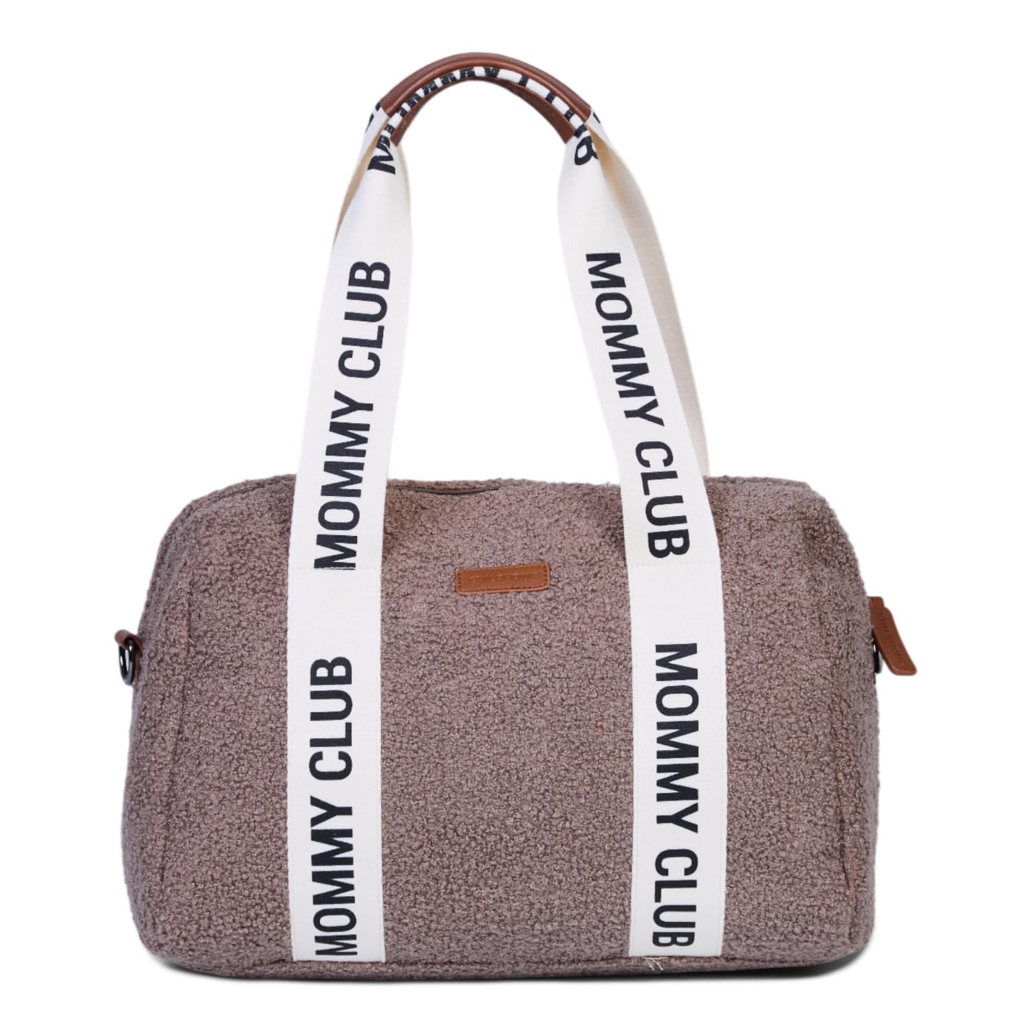 CHILDHOME, Sac A Langer Bebe, Mommy Bag, Matelas a langer bebe Inclus, Nombreux Rangements, Attaches poussette, Bandoulière, Cuir Vegan, 22L, Mommy Club Signature, Teddy Brun