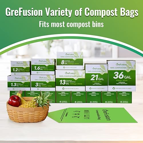 Miniatura 7 de Bolsas de basura compostables, pequeñas bolsas de basura, 2.6 galones, súper gruesas 0.72 mils, 270 unidades, bolsas de composta para residuos de