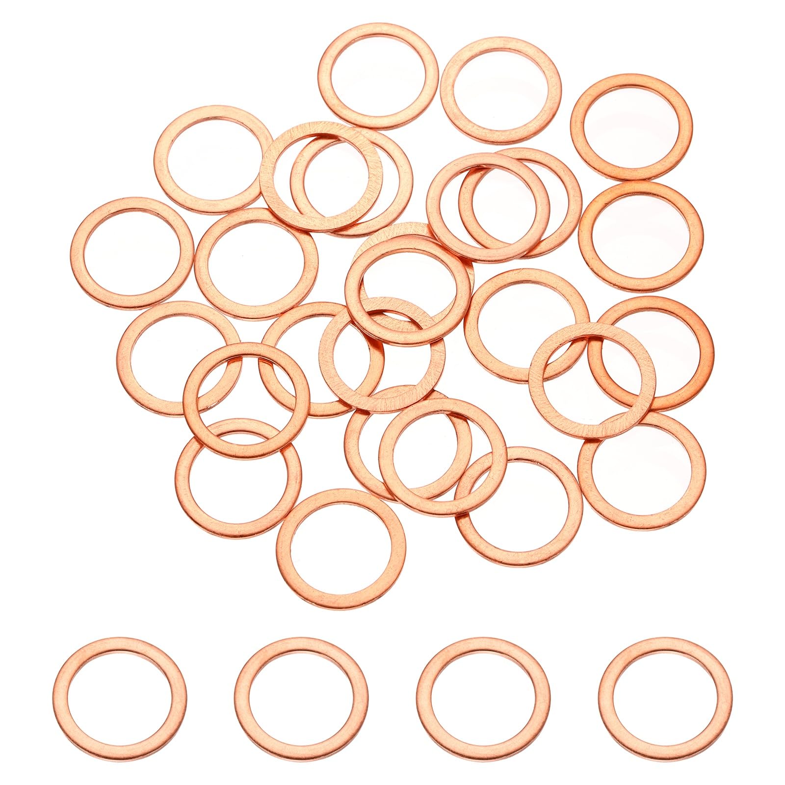 DEFANEX 32 Pcs M12 Copper Washer Sealing Ring (12mm ID 16mm OD 1mm Thickness) Metric Sealing Gasket Flat Crush Washer, for Automotive Plumbing Mechanical Oil Drain Plug โ image 1