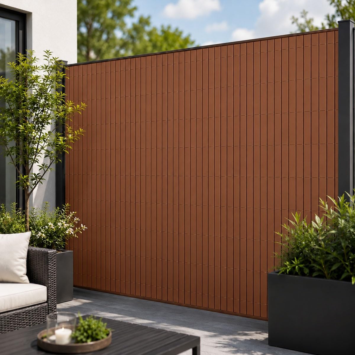 SYNTHAIETIK Canisse Bambou Artificielle Marron 1 x 3 m, Brise-Vue PVC Double Face Renforcé Anti-UV, Lattes 19 mm, Jardin Balcon Terrasse Pergola