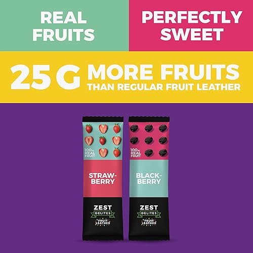 Miniatura 7 de Zest Delites Bocadillos de cuero de fruta, aperitivos saludables veganos sin gluten para adultos y niños, paquete de aperitivos variados, 0.88 onzas