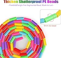 Vista 4 de Fezog Paquete de 2 Cuerdas de Saltar Arcoíris con Cuentas para Niños, Cuerdas de Saltar Segmentadas para Niños y Adultos, Cuerda de Saltar sin