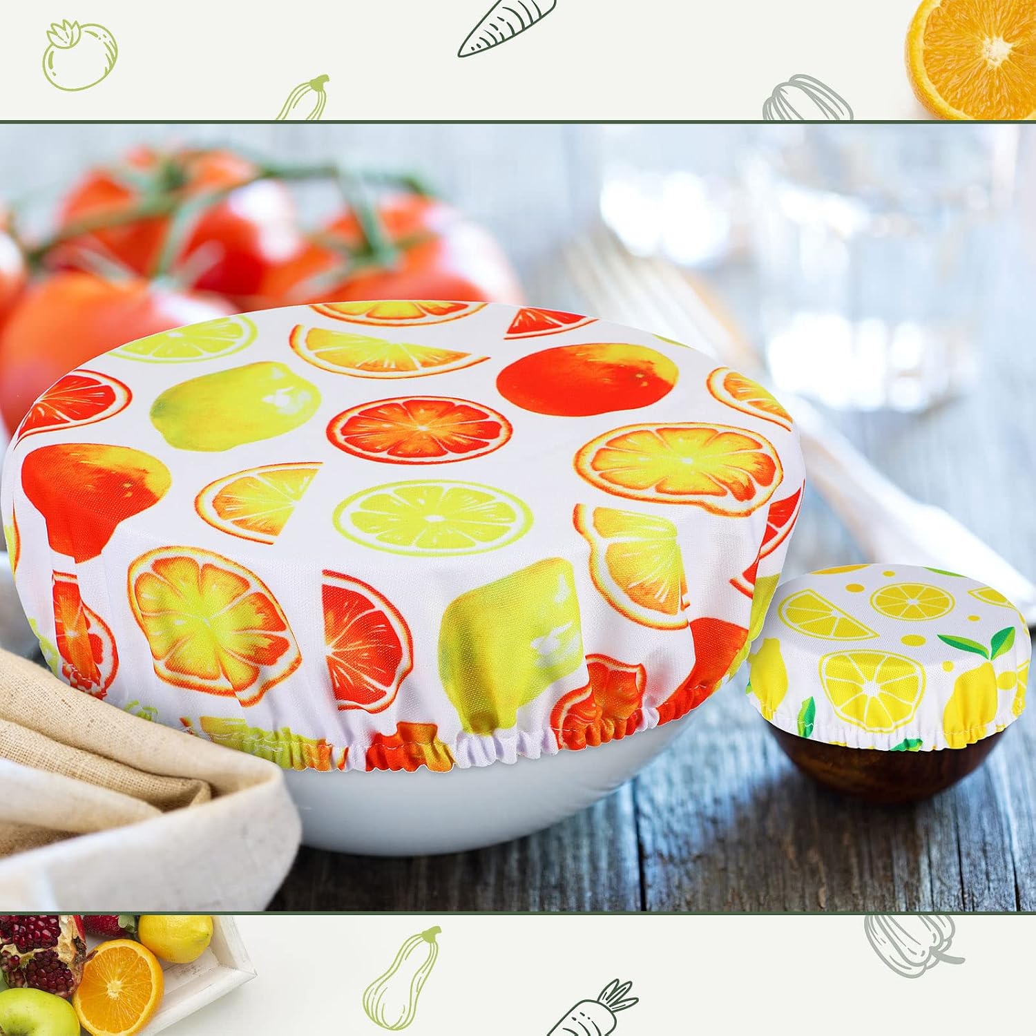 20 Pcs Reusable Bowl Covers Bulk 5 Size Fabric Stretch Cloth Covers