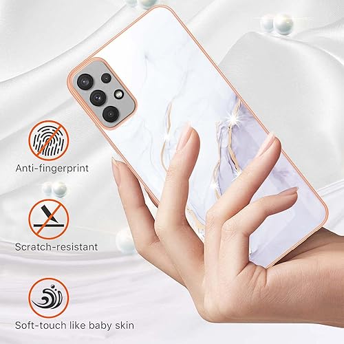 Miniatura 2 de Funda para Samsung Galaxy A32 5G, TPU suave + patrón de mármol IMD diseño delgado mejorado cámara y protección de pantalla para niñas y mujeres para