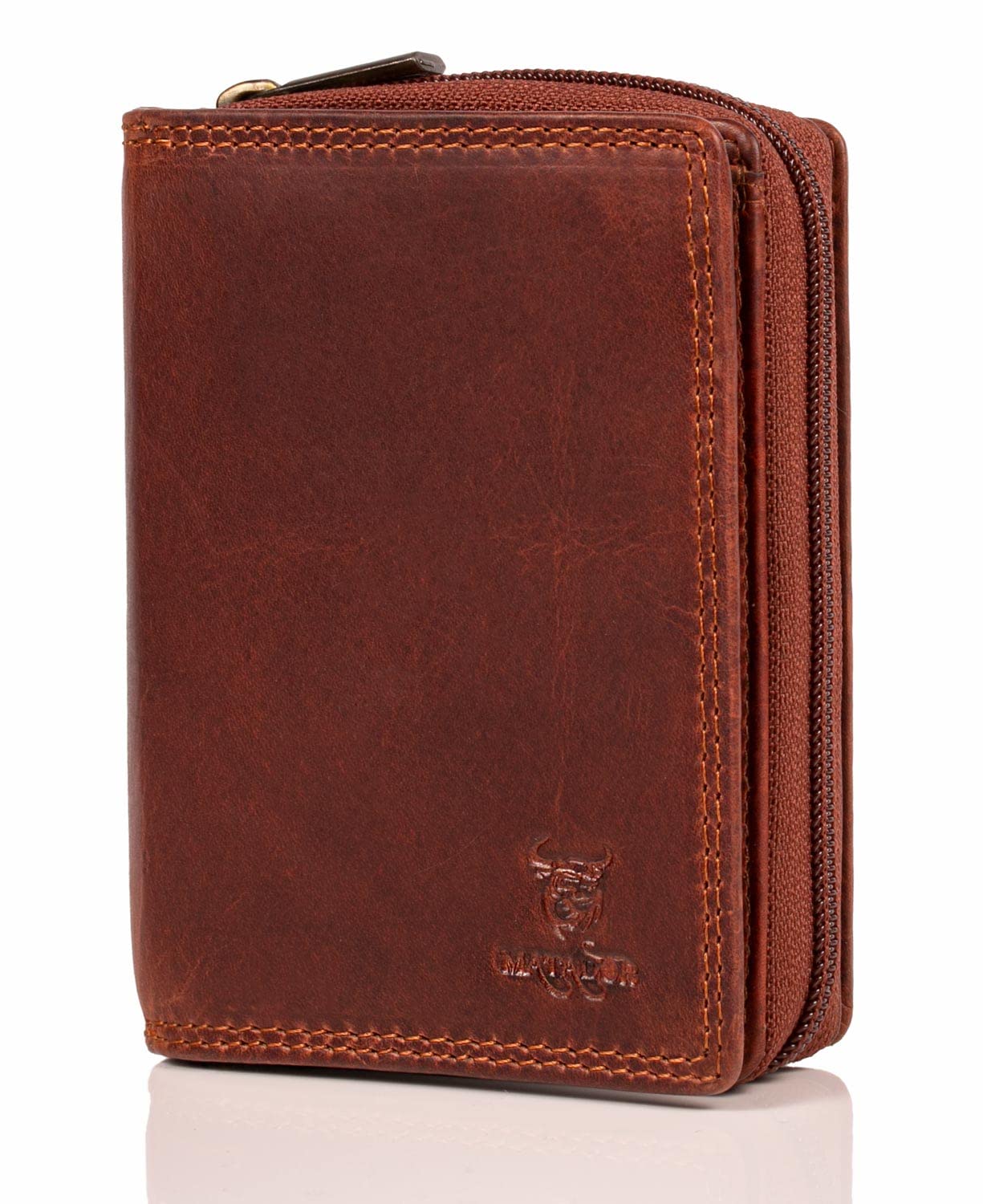 MATADOR Seoul Geldbörse Damen Leder | TüV Geprüfter RFID Schutz | Portemonnaie | Brieftasche | Geldtasche Vintage Braun