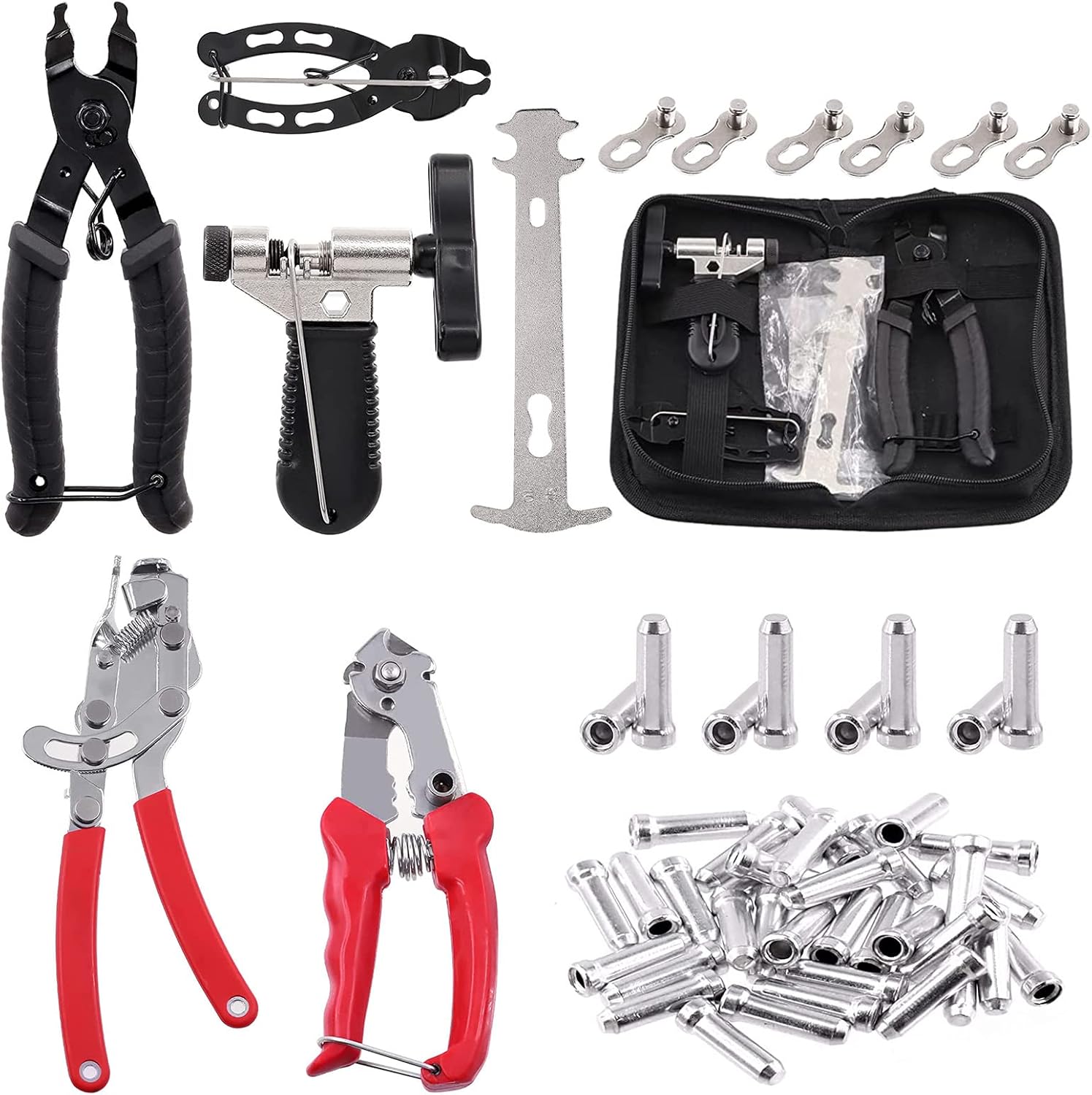 Tanstic 11Pcs Bike Chain Repair Tool Kit + 102Pcs 4th Hand Cable Puller and Bike Cable Housing Cutter Tool and Alloy Bike Brake Cable Cap End Tips Crimp : Sports & Outdoors