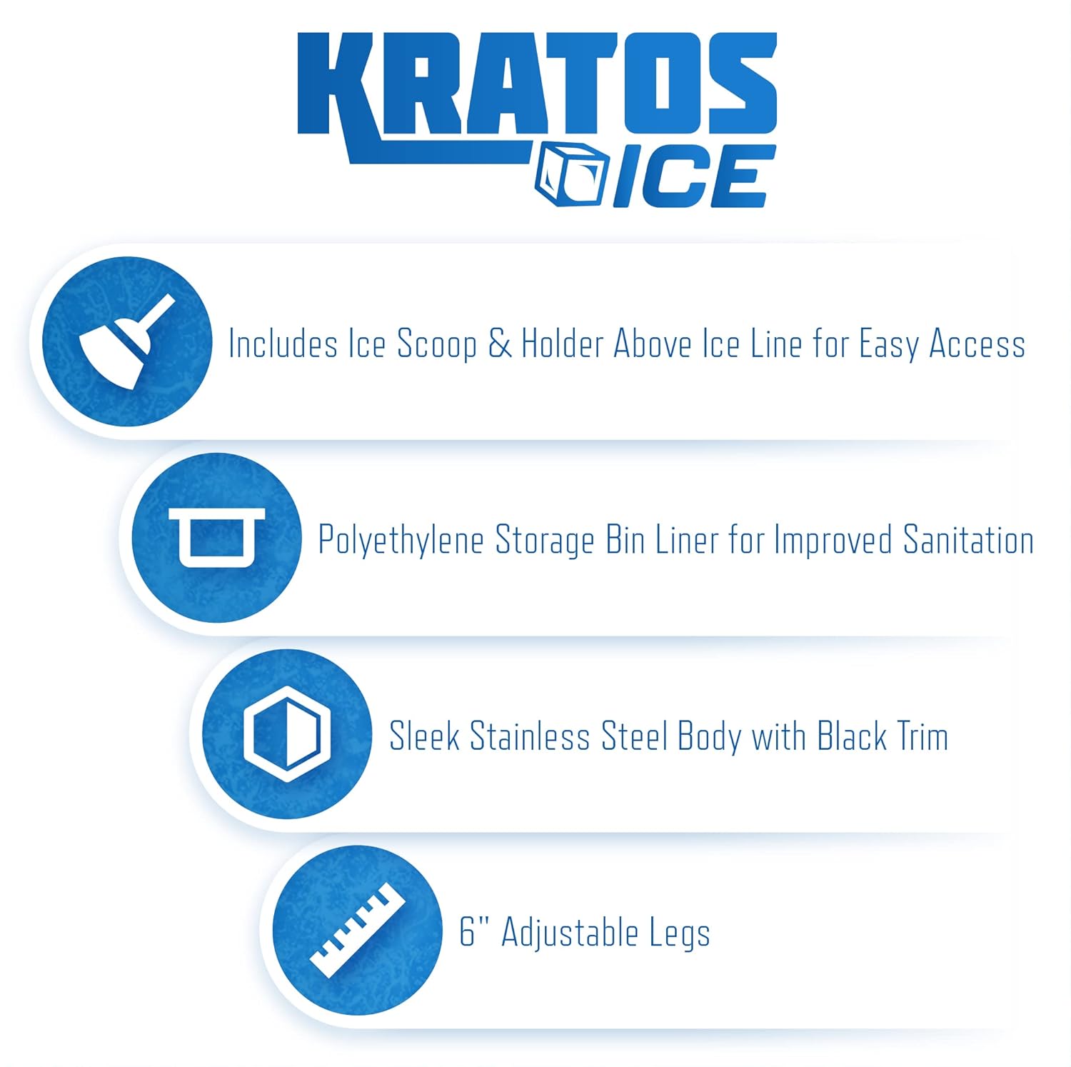 Kratos 69K-916 Ice Bin with key features highlighted