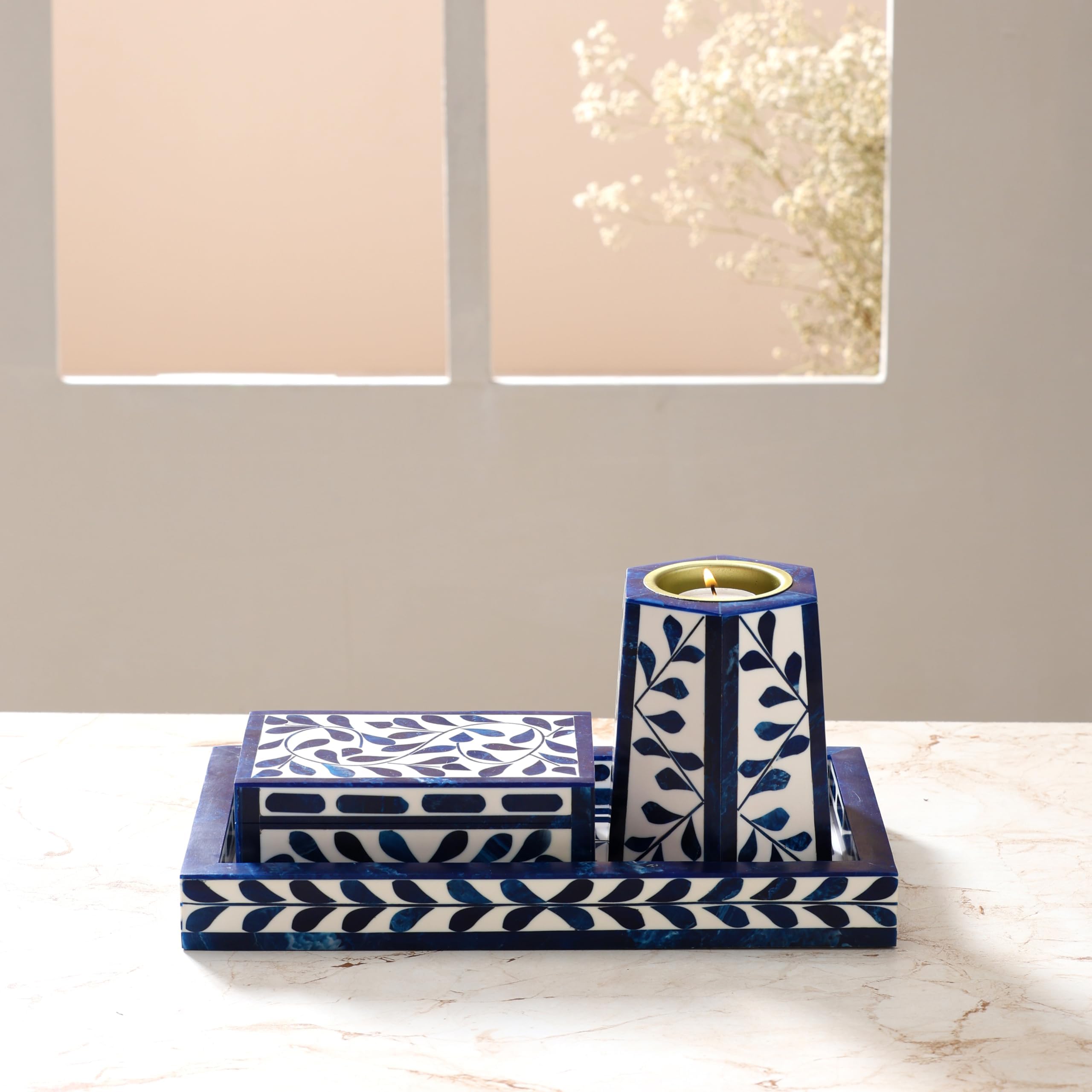 RITUALISTIC Bakhoor Set Perfect for Home fragrances | Stylish Home décor | Traditional dhoop Dhani | Puja Essentials | Arabic Incense Holder with Storage and Multipurpose Tray | Blue