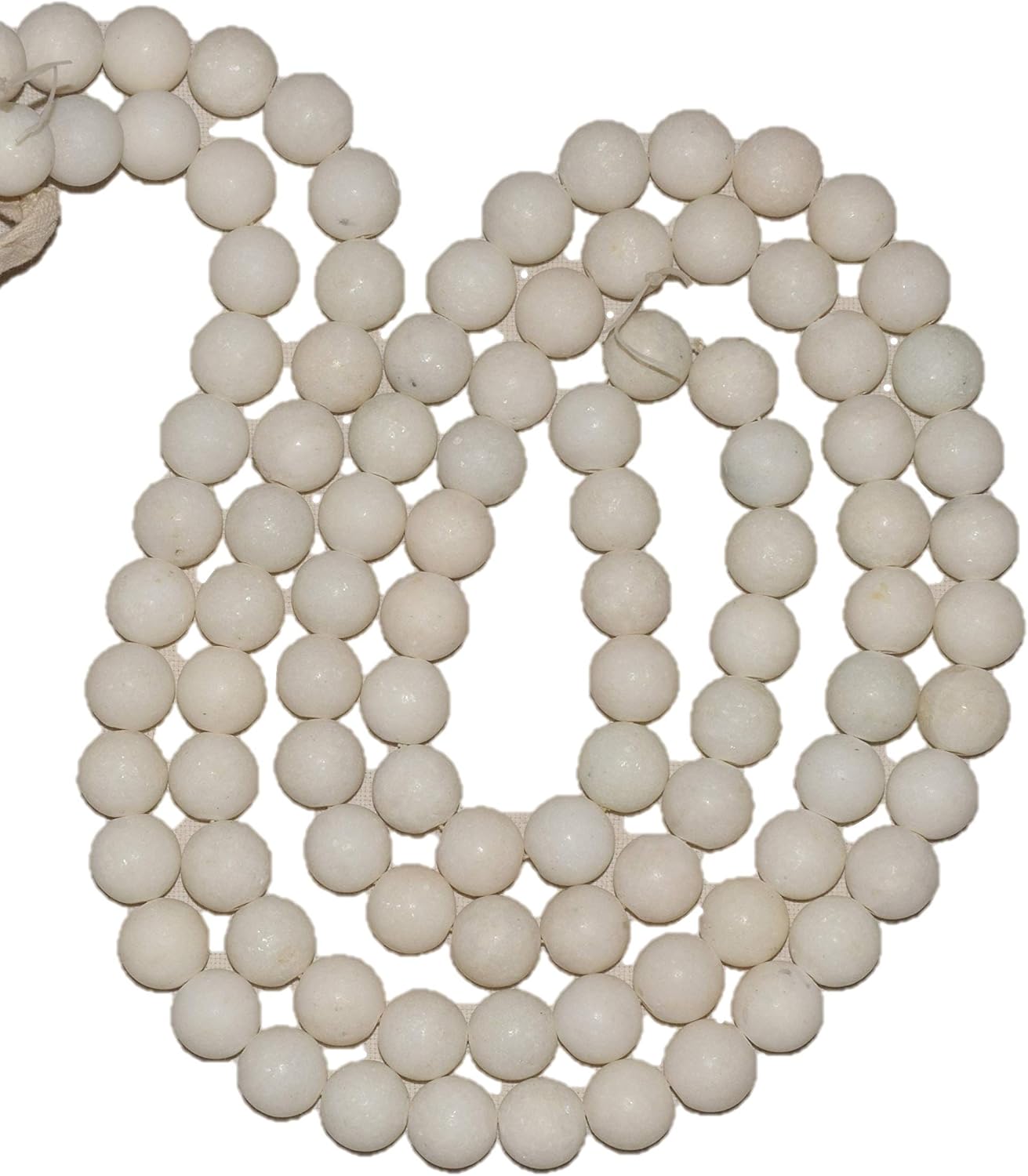 White Agate Matte Round Shape Gemstone 108 Beads for Jewelry Making, Jewelry Supplies, White Agate Beads 12mm to 14mm Size, 1 Strand Each of 46" to 52" Length of 108 Beads