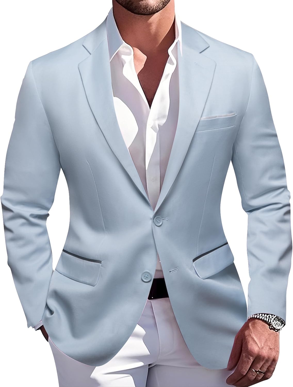 Barry.Wang Mens Casual Blazer Suit Jacket Two Buttons Sport Coat Lightweight Homecoming Business Daily Wedding Dress