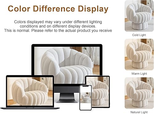 Miniatura 8 de Moderno sofá giratorio de 360 grados de mediados de siglo, tela de terciopelo esponjoso, silla de lectura con calabaza, amplia y tapizada, sillón