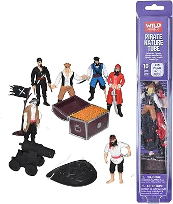 Wild Republic Nature Tube, Buccaneer Figurines, Pirate Party, Kids Gifts, Educational Toys, Hobby, 10-Piece Set,Multi,1.5