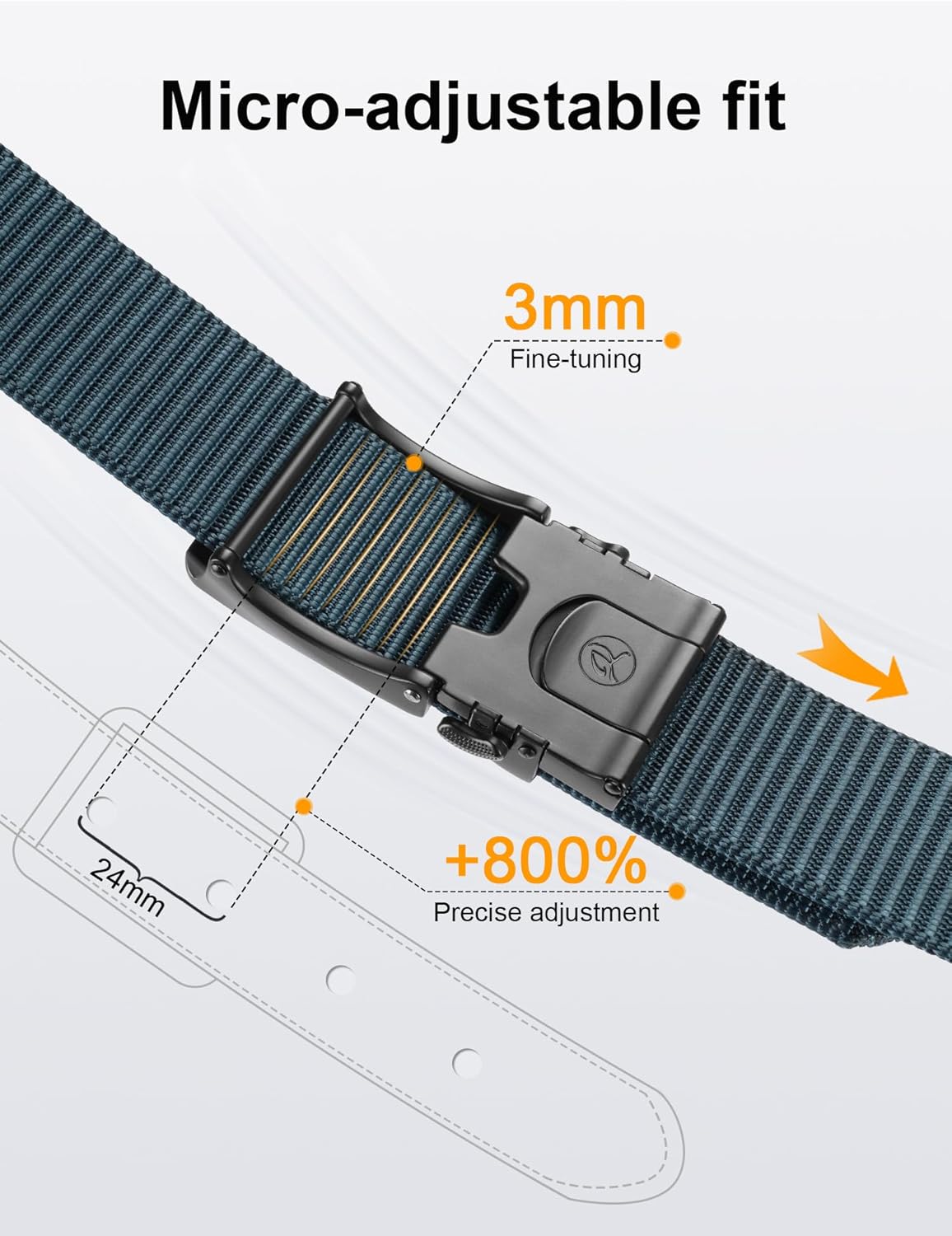 JUKMO Men's 1.5" Ratchet Belt - No Hole Adjustable Pin-Look Buckle for Jeans & Chinos | Trim-to-Fit Nylon Webbing - Image 2