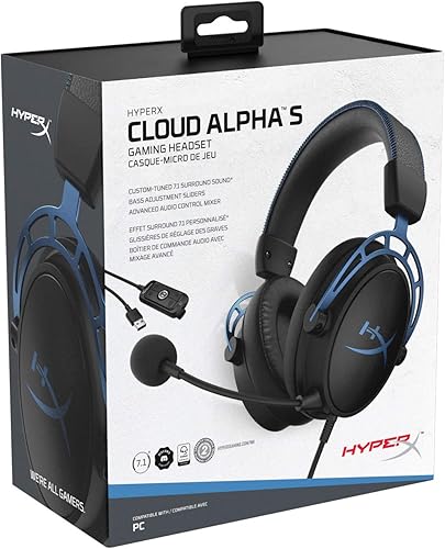 Miniatura 10 de HyperX Cloud Alpha S - Auriculares para juegos de PC, sonido envolvente 7.1, graves ajustables, controladores de doble cámara, mezclador de chat,