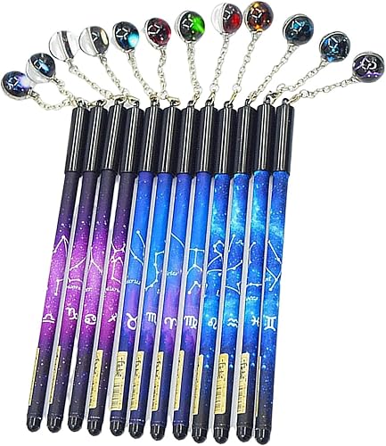 Yiju 12 bolígrafos de gel de constelación de 0.020 in con punta lisa colgante de escritura para estudiantes de oficina, suministros de papelería