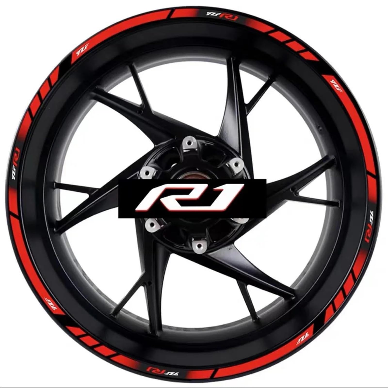 Motorcycle Decal Set Decorative Wheel Hub YZF R1 Rim Reflective Waterproof Sticker for Yamaha YZFR1(Color2)
