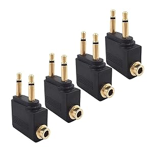 Airline Airplane Flight Adapters for Headphones, 4-Pack