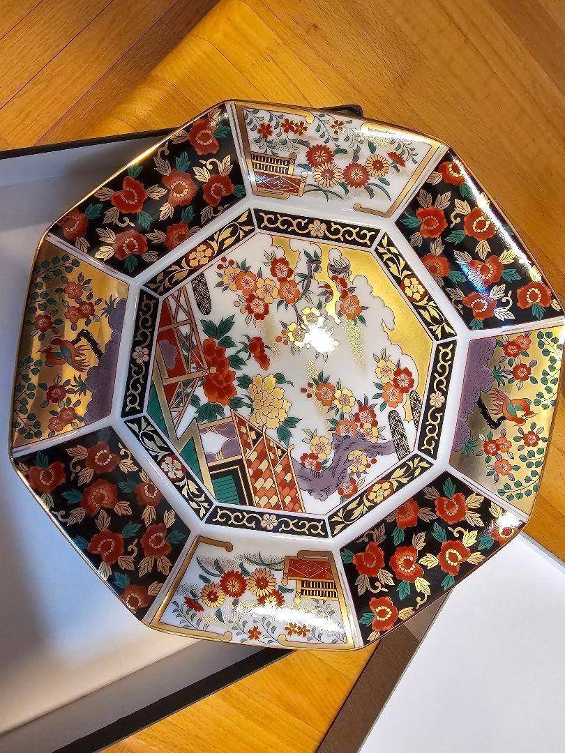 伊万里焼 大正古伊万里大皿 蘭手 有田焼 青藍窯 八角皿，大皿 古