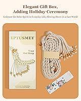Vista 8 de Correas para esterilla de yoga para llevar, hechas a mano, trenzadas, bohemias, con borlas, correa de macramé, ajustable, gruesa, soporte