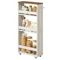 VASAGLE Carrello Stretto a 4 Ripiani, con Rotelle