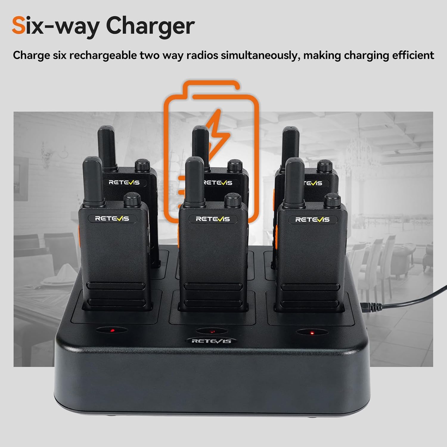 Retevis B3H Portable FRS Two-Way Radios with 6 Way Multi Unit Charger, Walkie Talkies with Earpiece,1620 mAh Battery,Channel Visibility, for Retail Service Industry(10 Pack)
