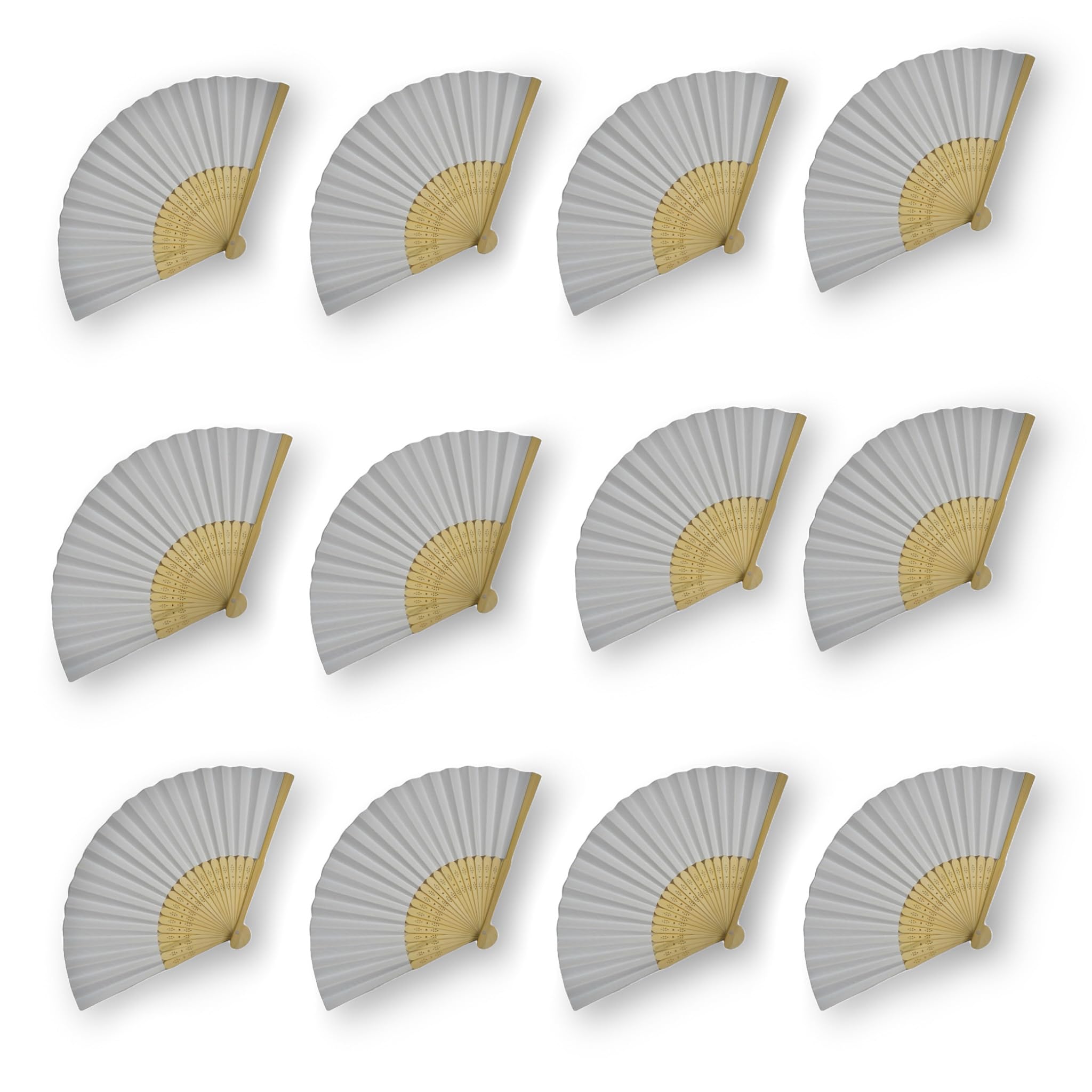 Customized Name Chinese Traditional Bamboo Paper Hand Fan, White and Natural, Folding Design, Hand fan with Personalised Name, Party Hand Fan (Set Of 12)-image-8