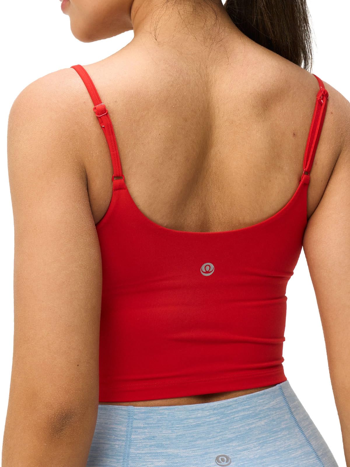 Canotta sportiva da donna con scollo rotondo e imbottito, con spalline regolabili, per allenamento, leggera compressione