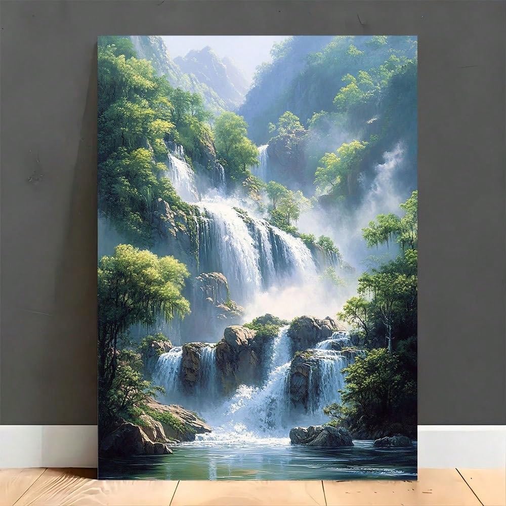 1 lienzo decorativo para pared, estampado con temática de cascada majestuosa, para decoración de sala de estar, dormitorio, oficina y baño (60x90cm/sin marco).